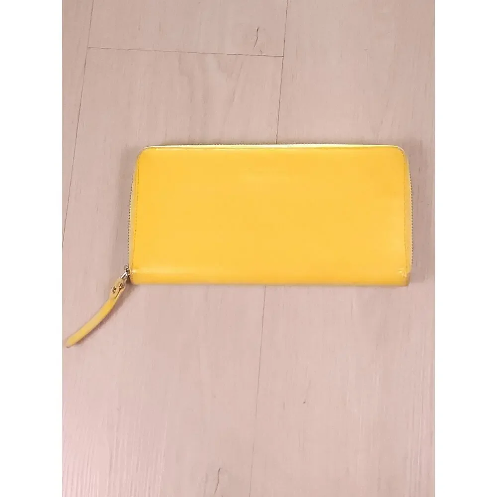 Arlington Milne Yellow Zip Around Wallet Wristlet Textured Leather Organizer